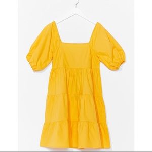 Yellow Nasty Gal tiered mini dress Medium